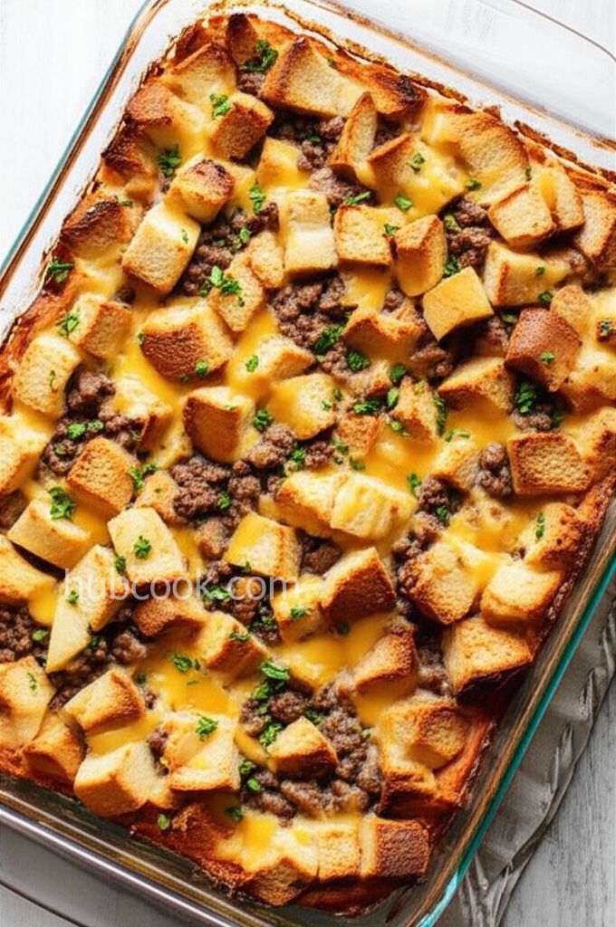 Bison Sausage, Apple and Sage Strata
