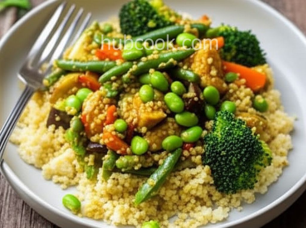 Indian Curry Couscous with Broccoli and Edamame