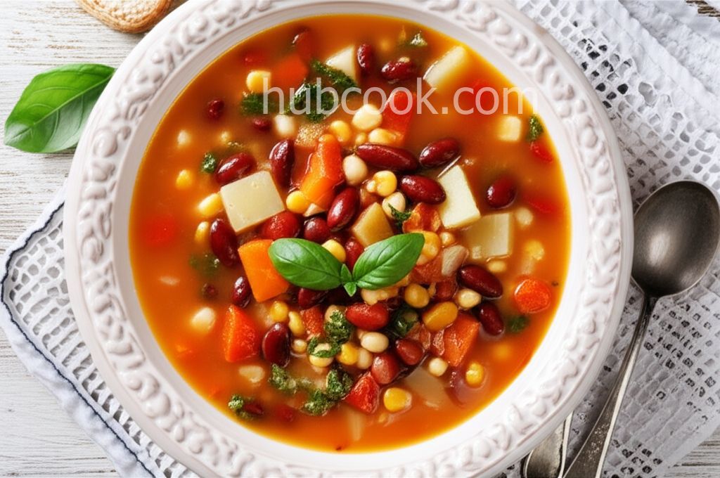 Veggie Soup with Basil Sauce
