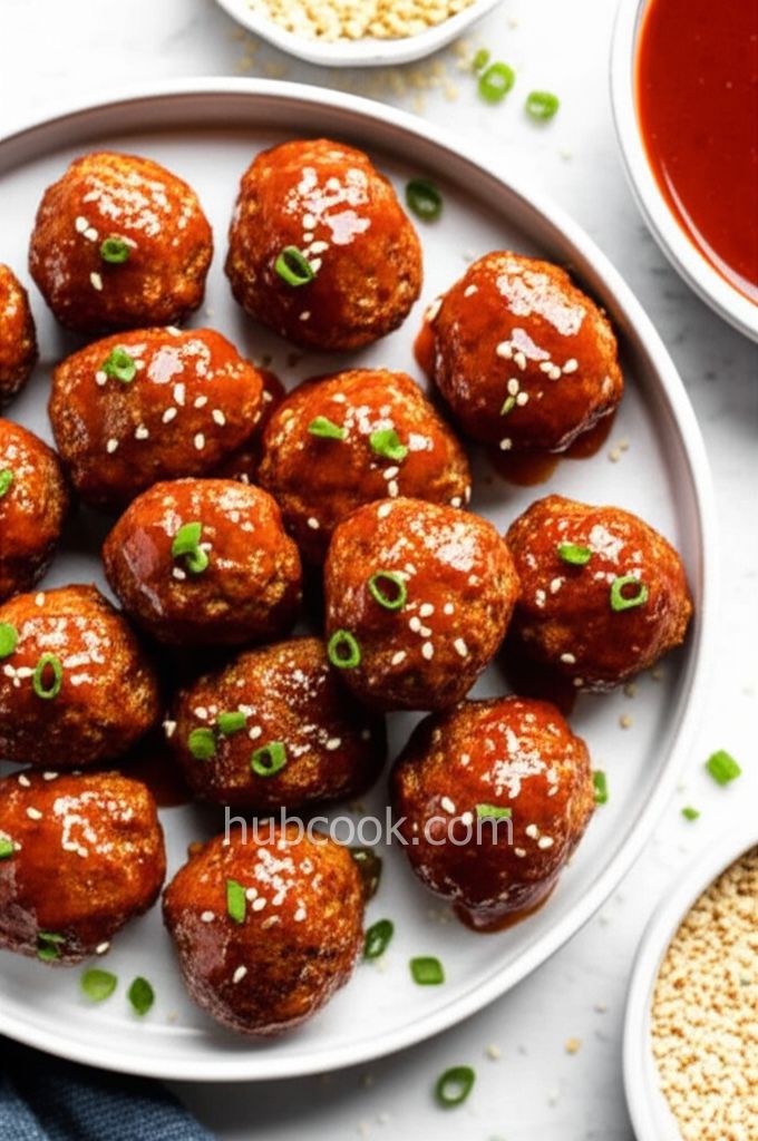 Asian Turkey Meatballs with Chile-Garlic Glaze