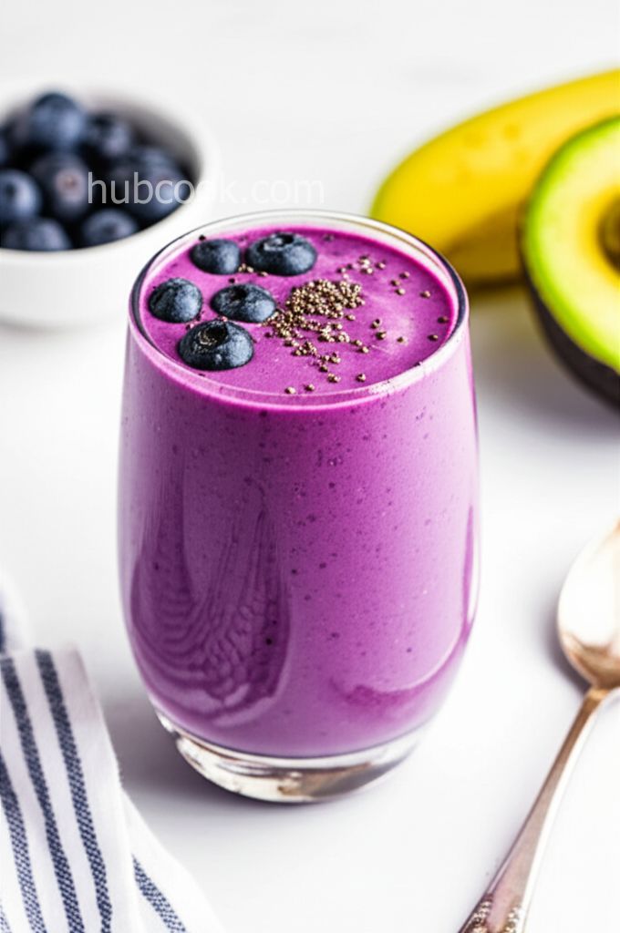 Avocado, Blueberry, Banana, and Chia Smoothie