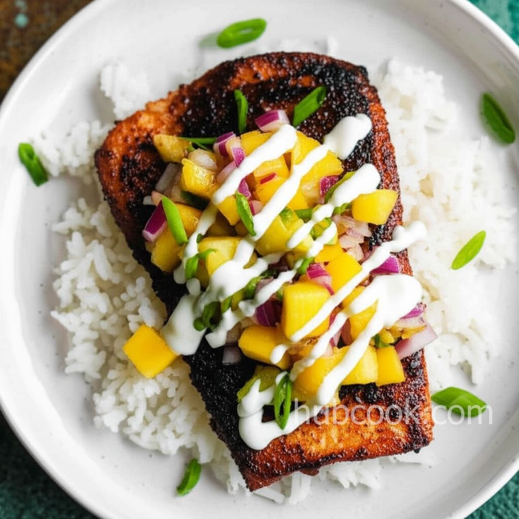 Blackened Flounder with Mango Slaw
