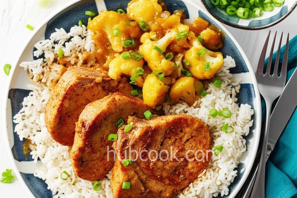Curried Pork Chops and Cauliflower with Basmati Rice