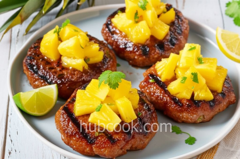 Grilled Pork Burgers with Pineapple Salsa