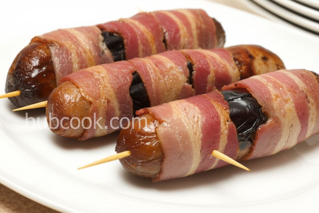 Grilled Sausages with Prunes and Bacon