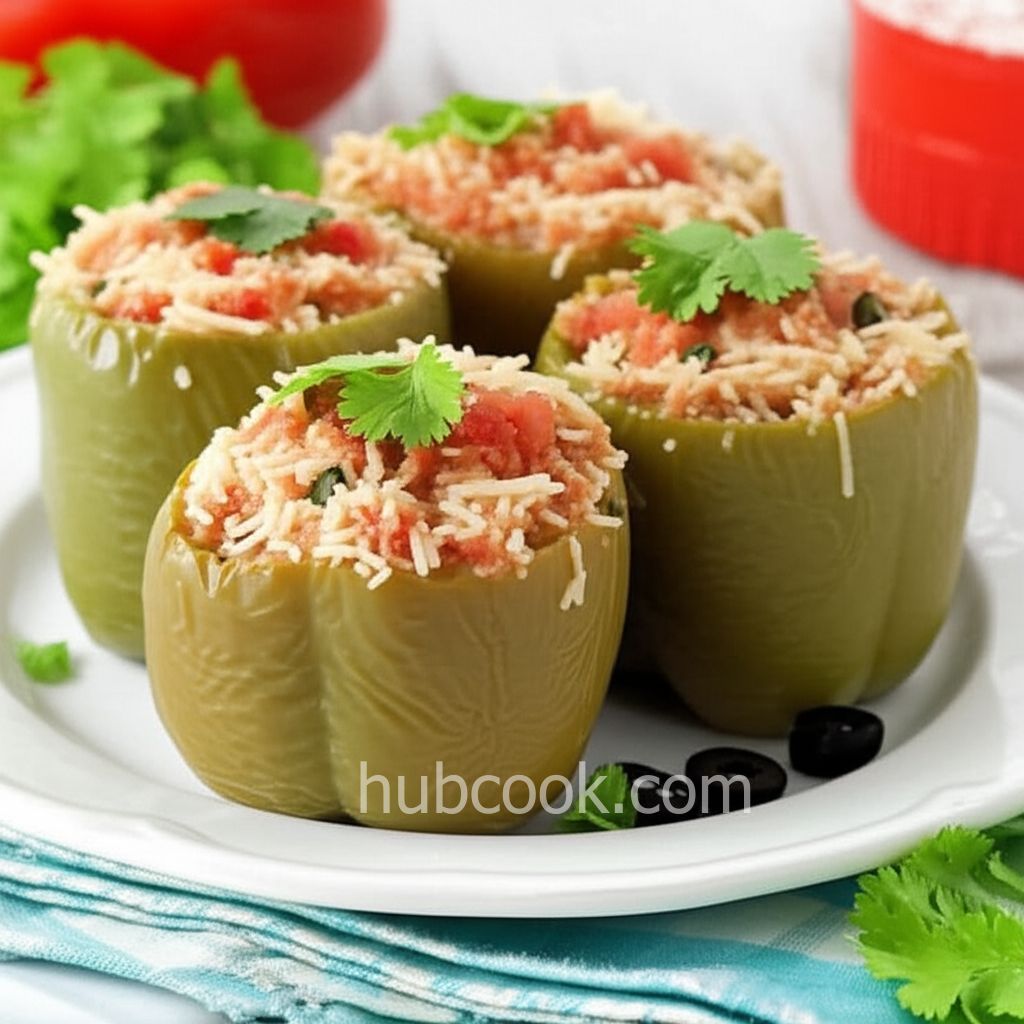 Mexican-Greek Stuffed Green Peppers