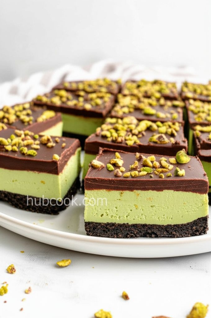No-Bake Chocolate Pistachio Cheesecake Bars