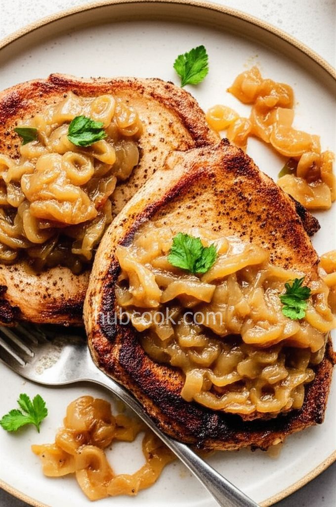 Pork Chops with Apple Sauce and Onions