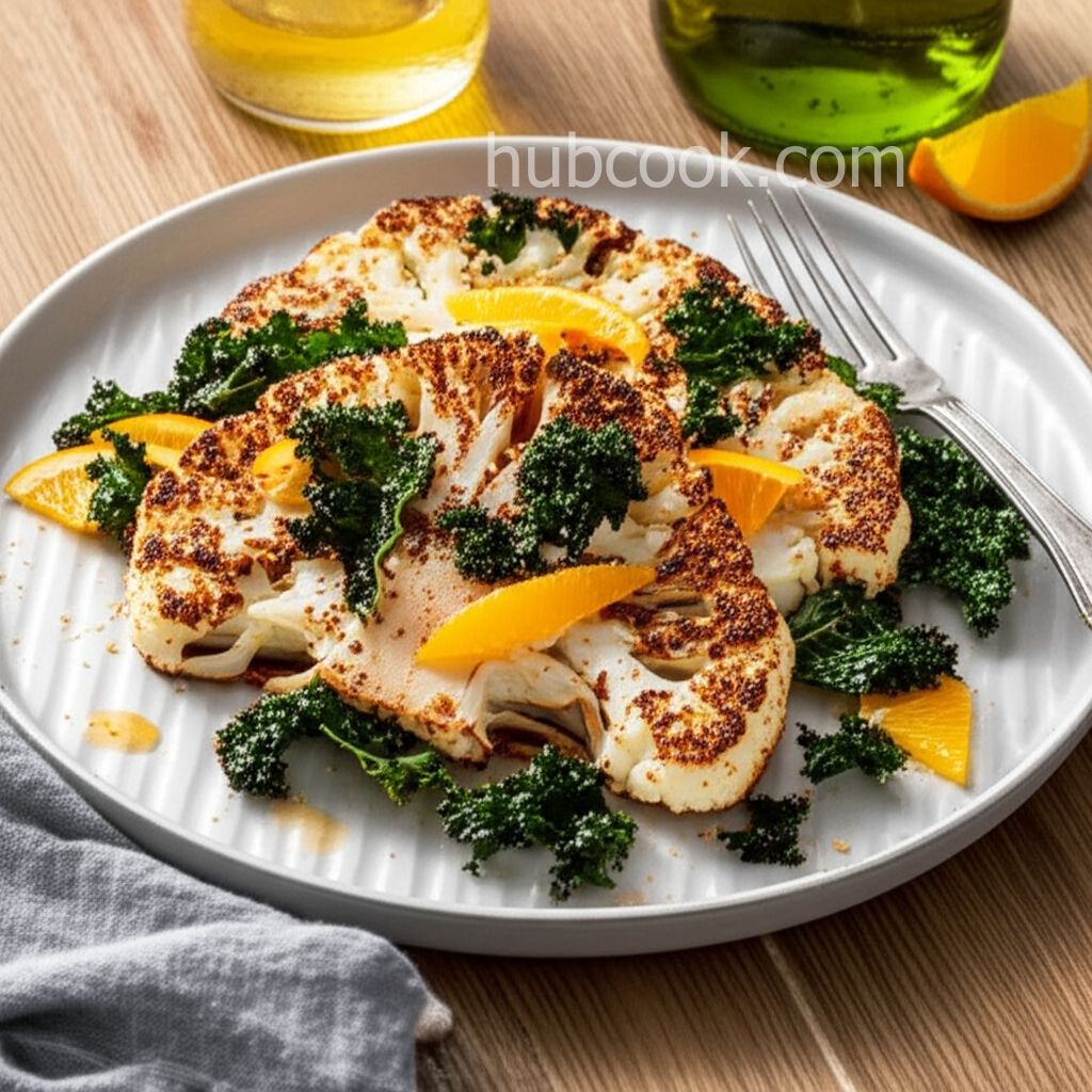 Roasted Cauliflower with Kale Chips and Citrus