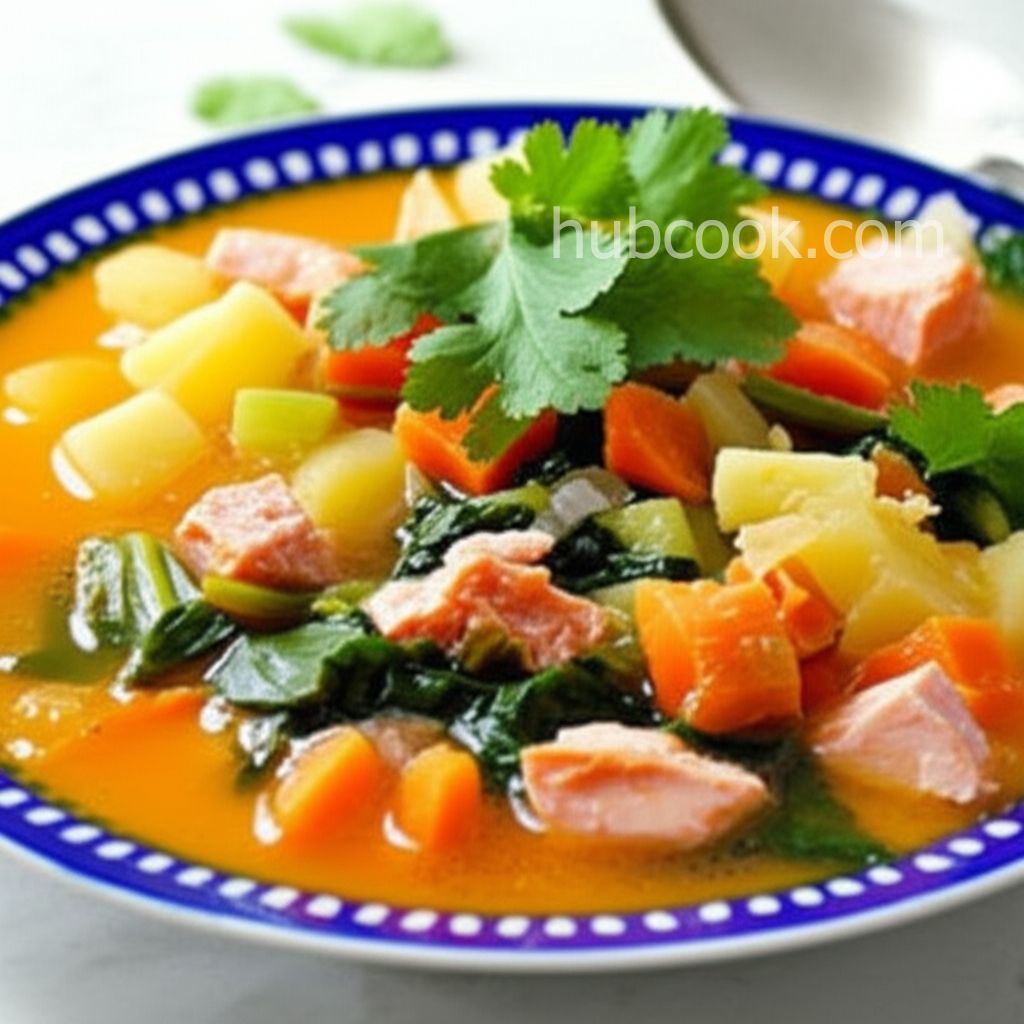 Salmon Turnip Greens Soup
