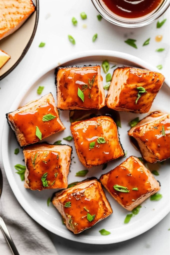 Air Fryer Honey Mustard Salmon Bites