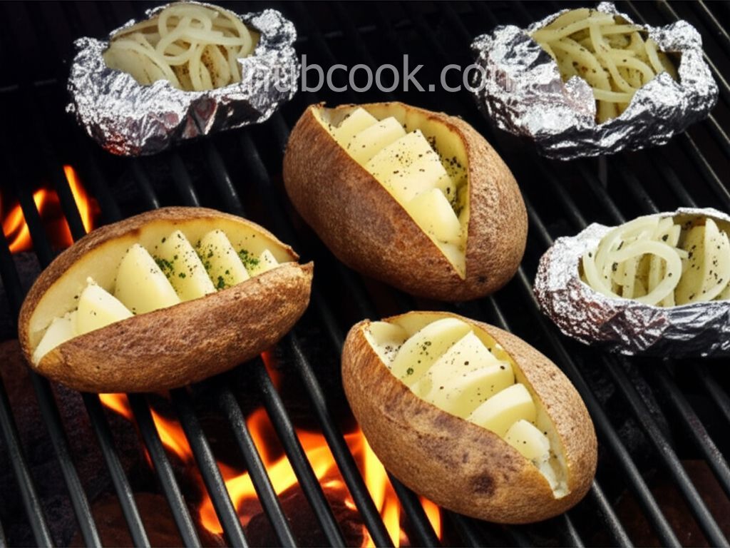 Baked Potatoes on the Grill with Onion