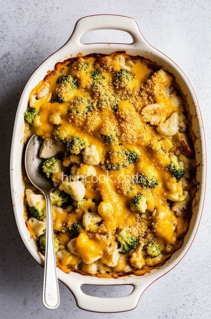 Cheesy Chicken Broccoli Cauliflower Casserole
