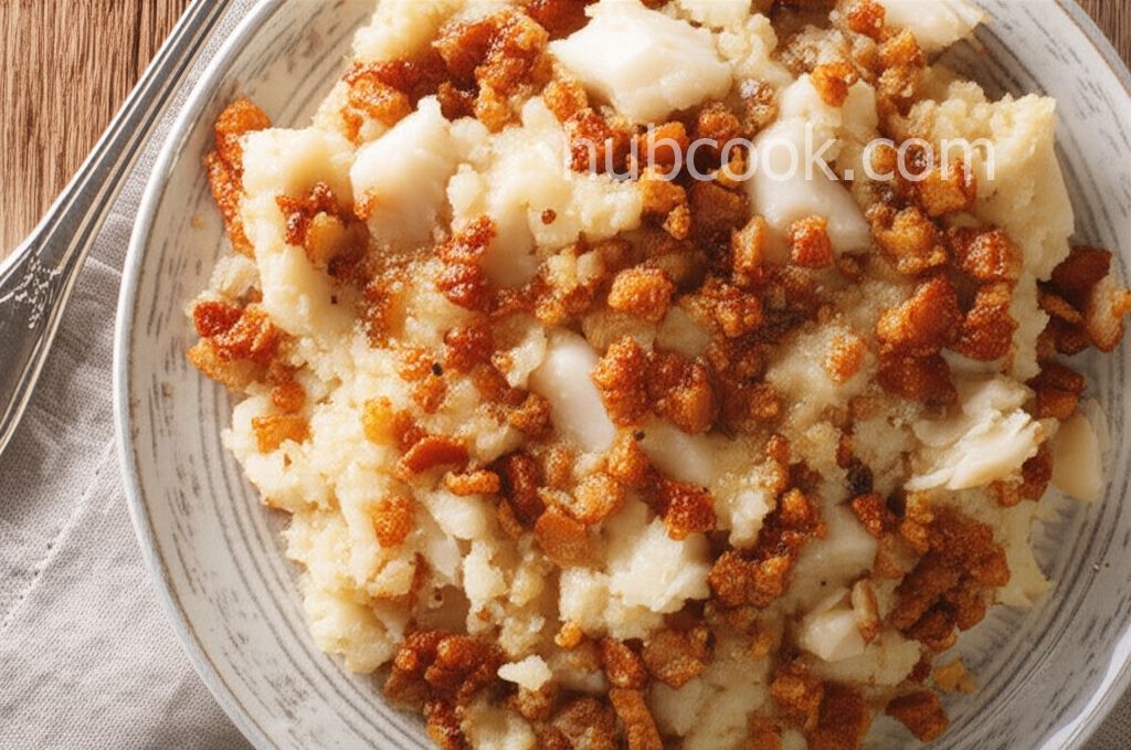 Fish and Brewis with Scruncheons Recipe