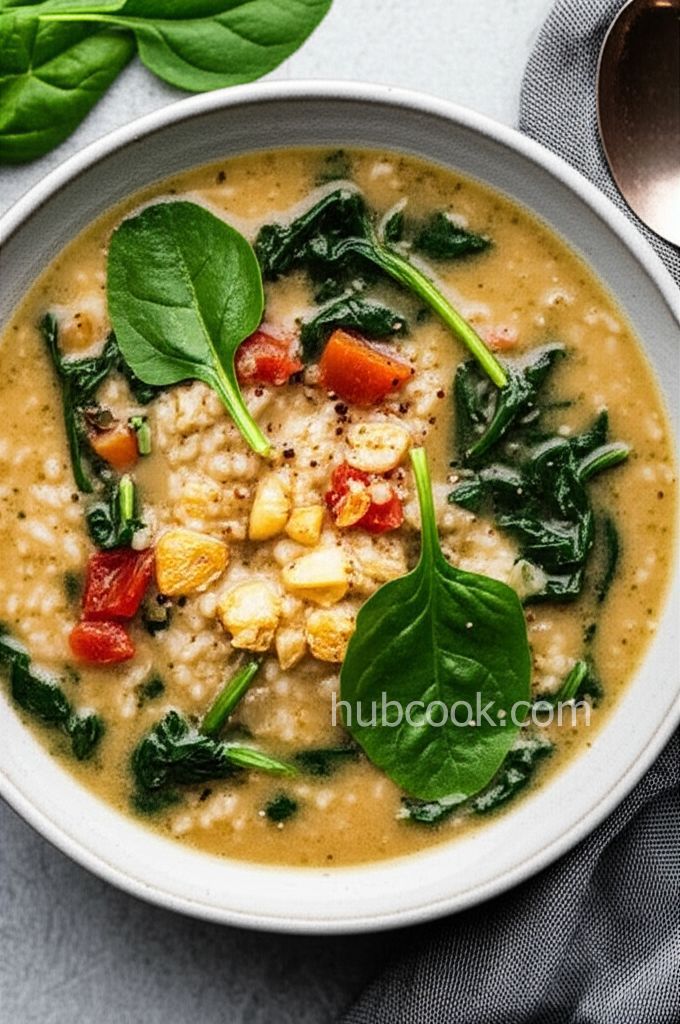 Roasted Garlic and Spinach Soup