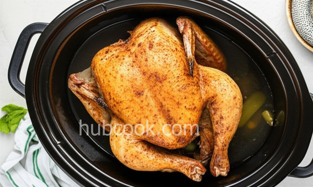 Dill Pickle Slow Cooker Whole Chicken