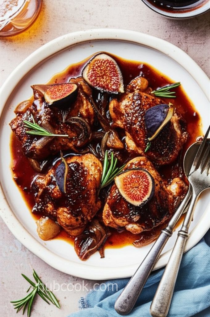Fresh Figs and Chicken Thighs in Shallot-Balsamic Reduction