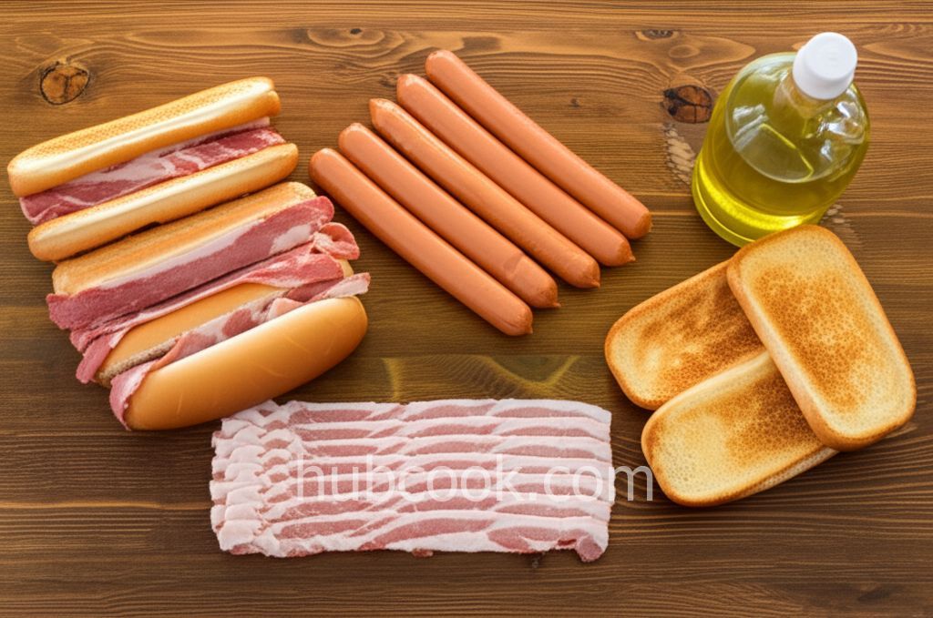 Fried Bacon Wrapped Hot Dog