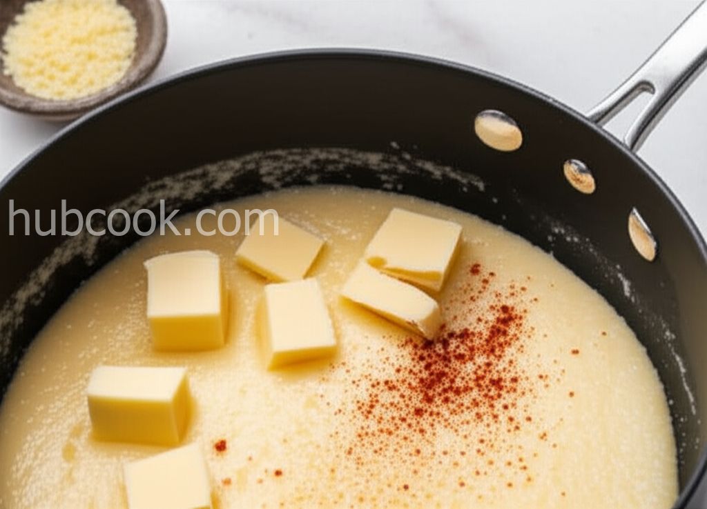 Garlic Cheese Grits with Shrimp