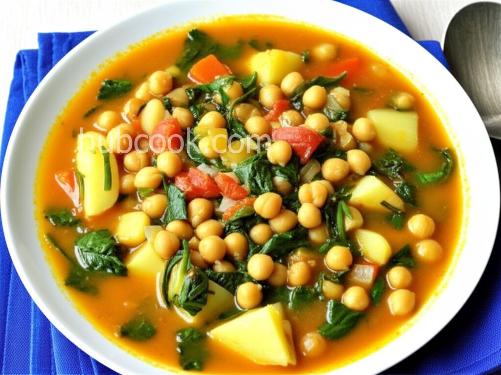 Garlic, Spinach, and Chickpea Soup