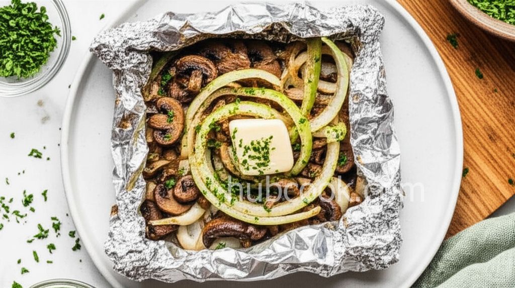 Grilled Mushrooms and Onions in Foil