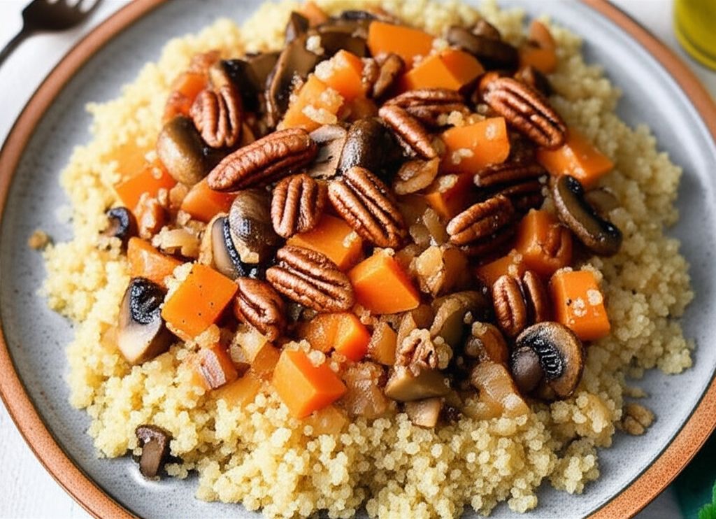 Quinoa with Sweet Potato and Mushrooms