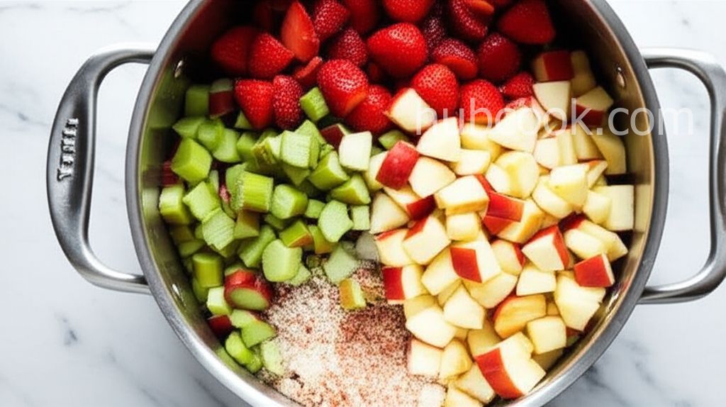Rosy Strawberry Rhubarb Applesauce