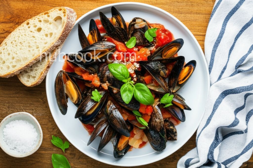 Steamed Mussels with Fennel, Tomatoes, Ouzo, and Cream