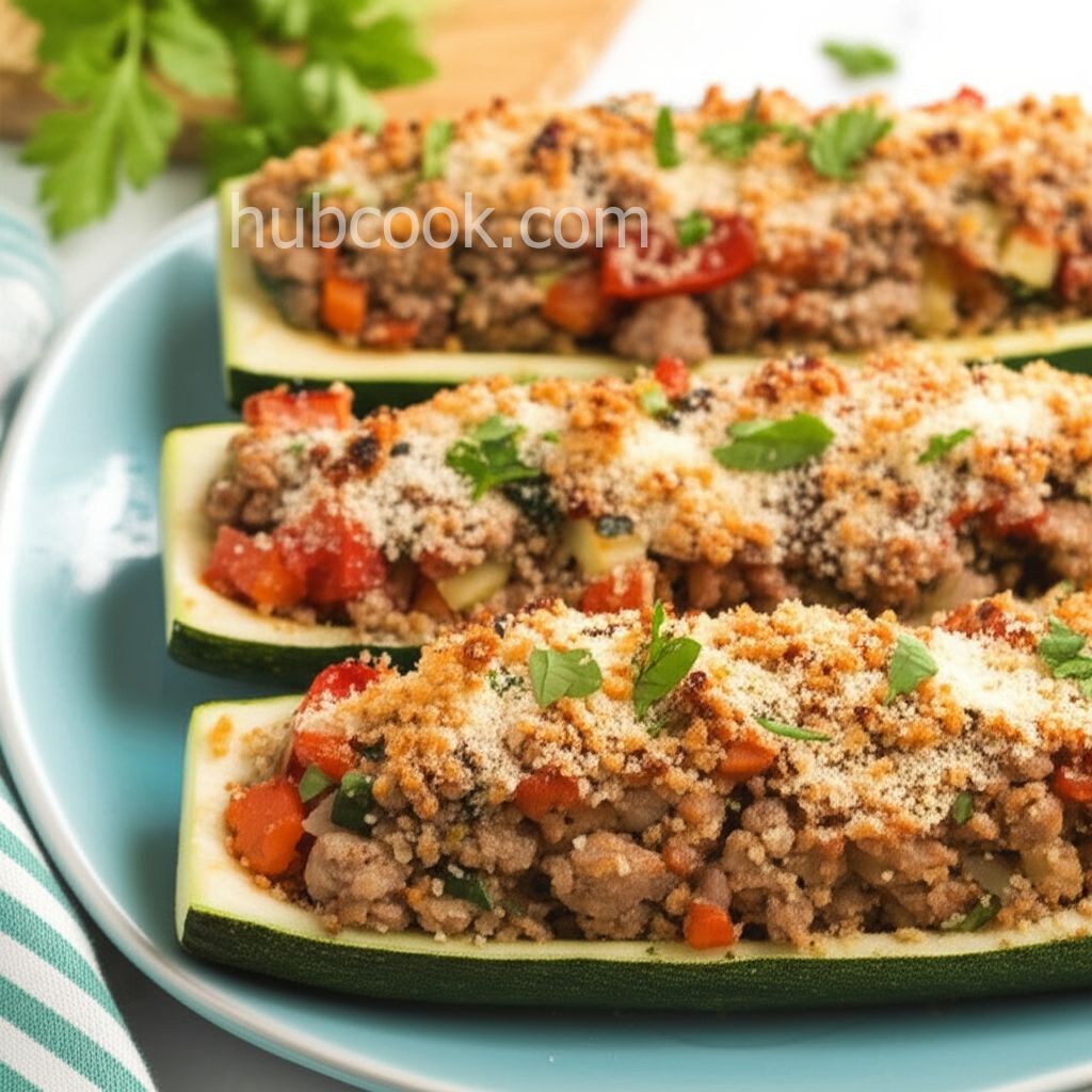 Stuffed Zucchini with Chicken Sausage