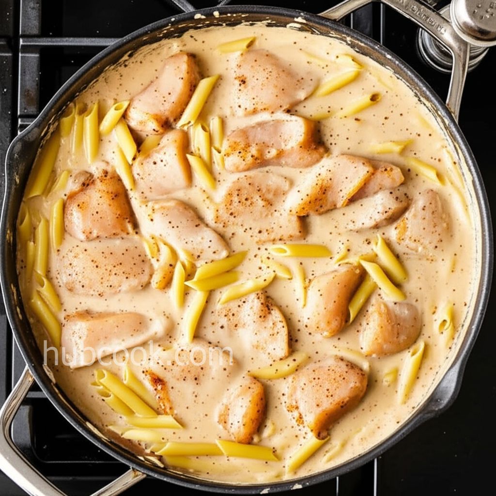 Cheesy Chicken Alfredo Pasta Bake