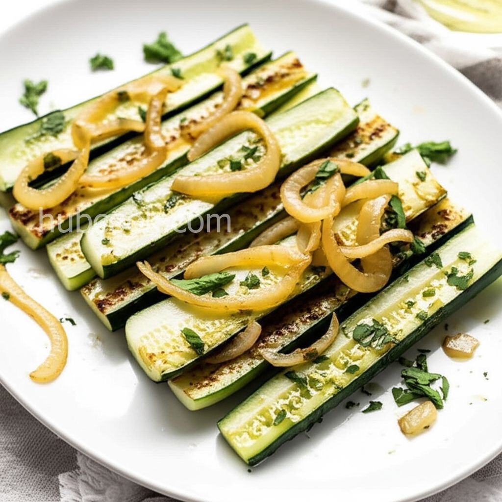 Roasted Cucumbers with Onions and Herbs