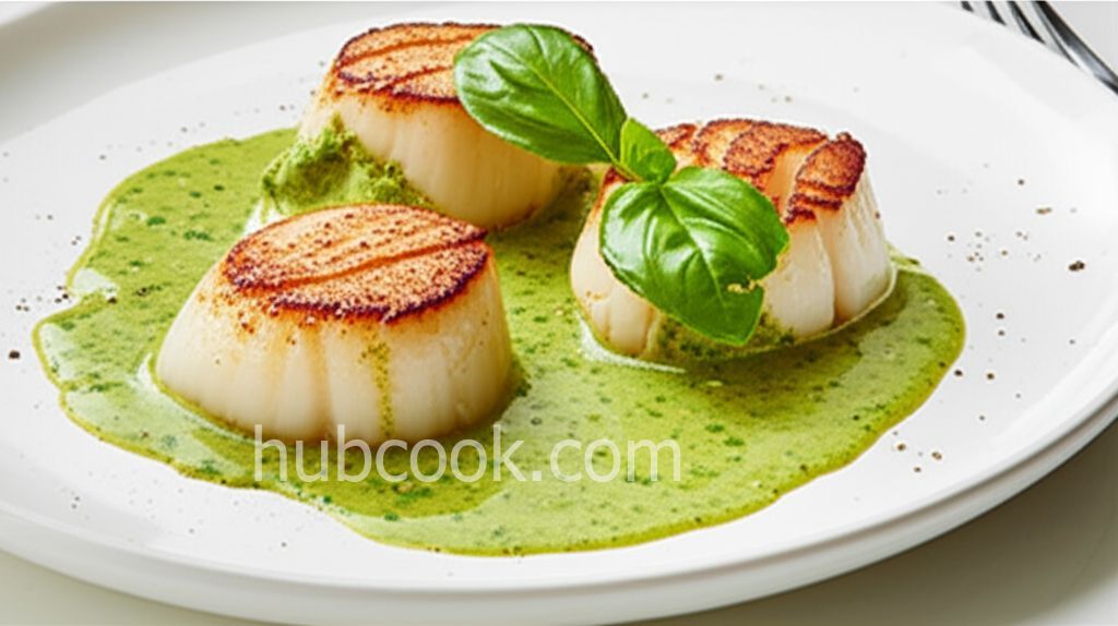 Scallops with Pesto Cream Sauce