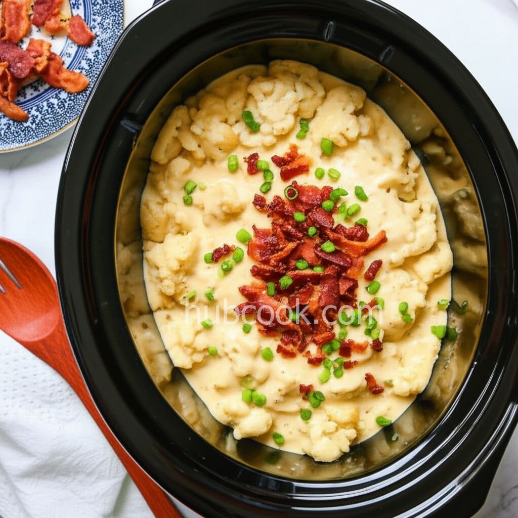 Slow Cooker Cheesy Cauliflower Casserole