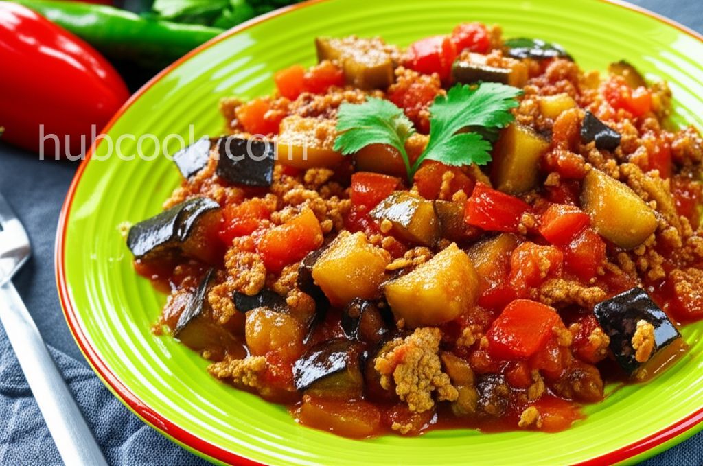 Spicy Low-Carb Eggplant with Beef and Tomatoes