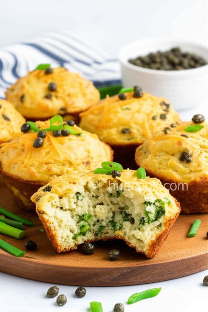 Cheesy Asparagus Caper Muffins