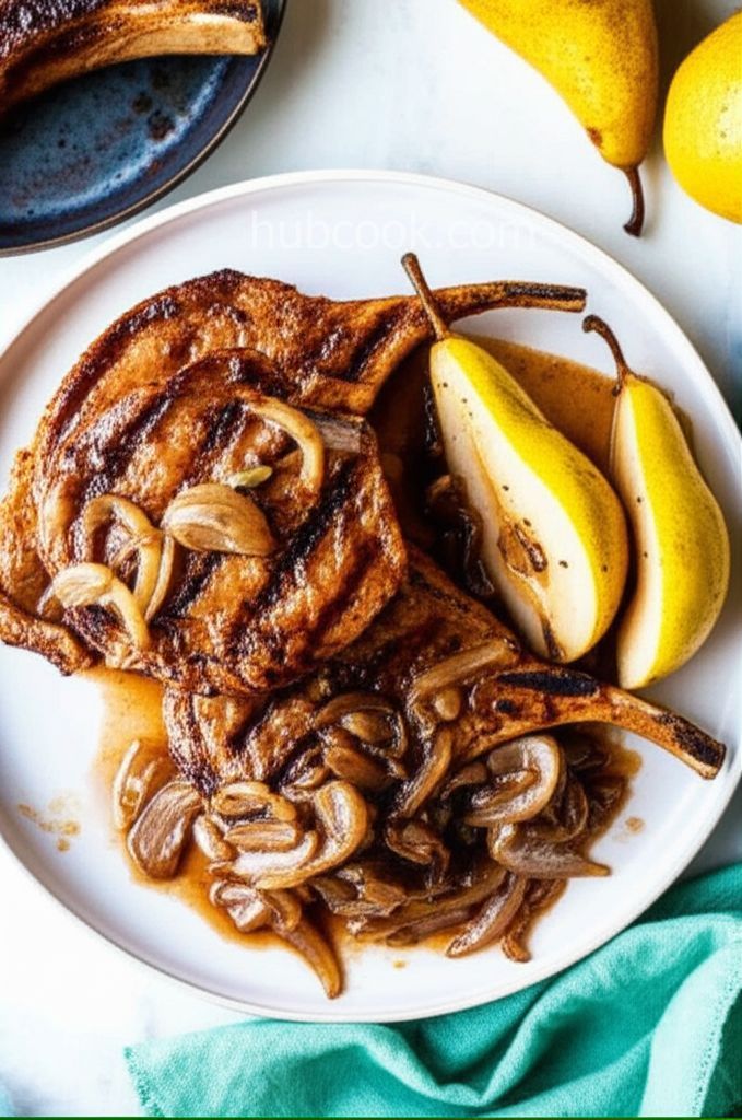Grilled Pork Chops with Balsamic Caramelized Pears