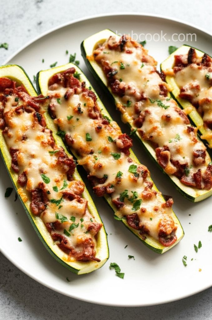 Pepperoni Stuffed Zucchini