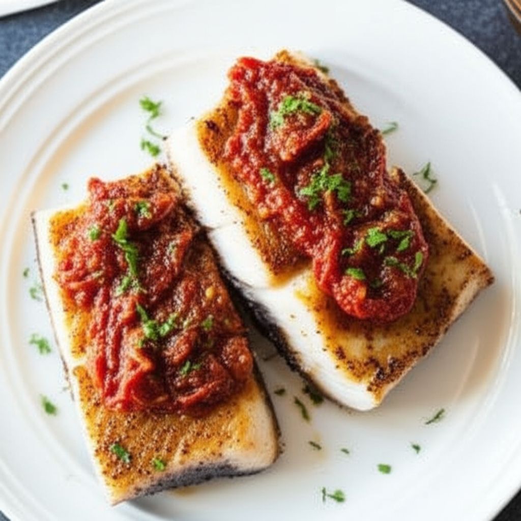 Seared Monkfish with Balsamic and Sun-Dried Tomatoes