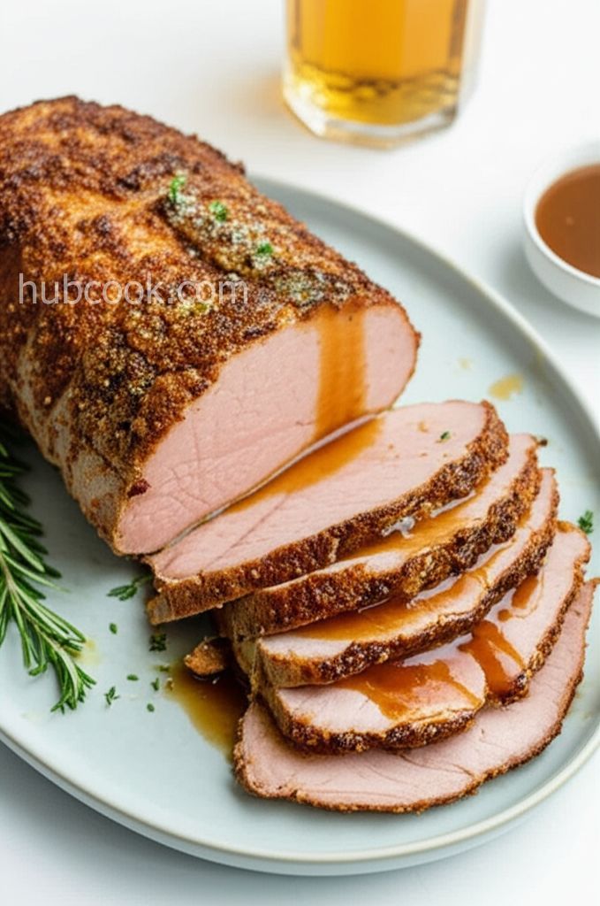 Spice Rubbed Pork Roast in Beer Gravy