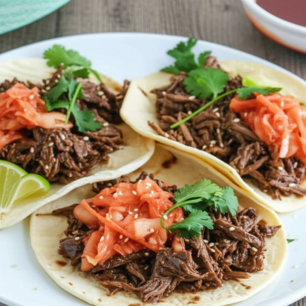 Kalbi-Style Braised Beef Cheek Tacos
