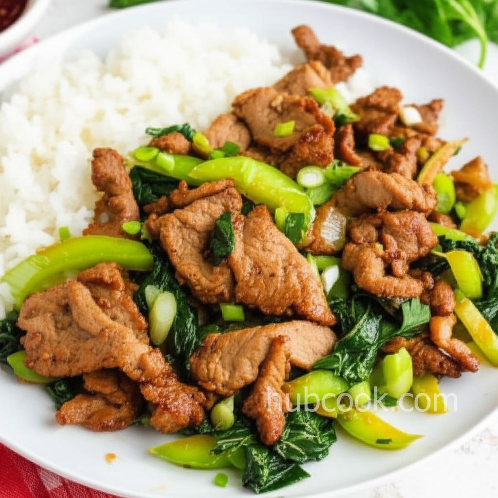 Korean Fried Pork With Stir-Fried Celery