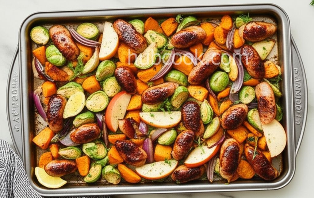 Sheet Pan Smoked Sausage, Apple, and Root Veggie Dinner