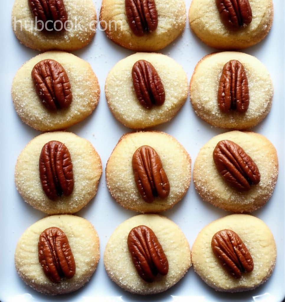 Sugared Danish Butter Cookies with Pecan Halves