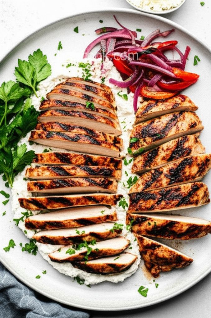 Grilled Greek Chicken Breasts with Whipped Feta