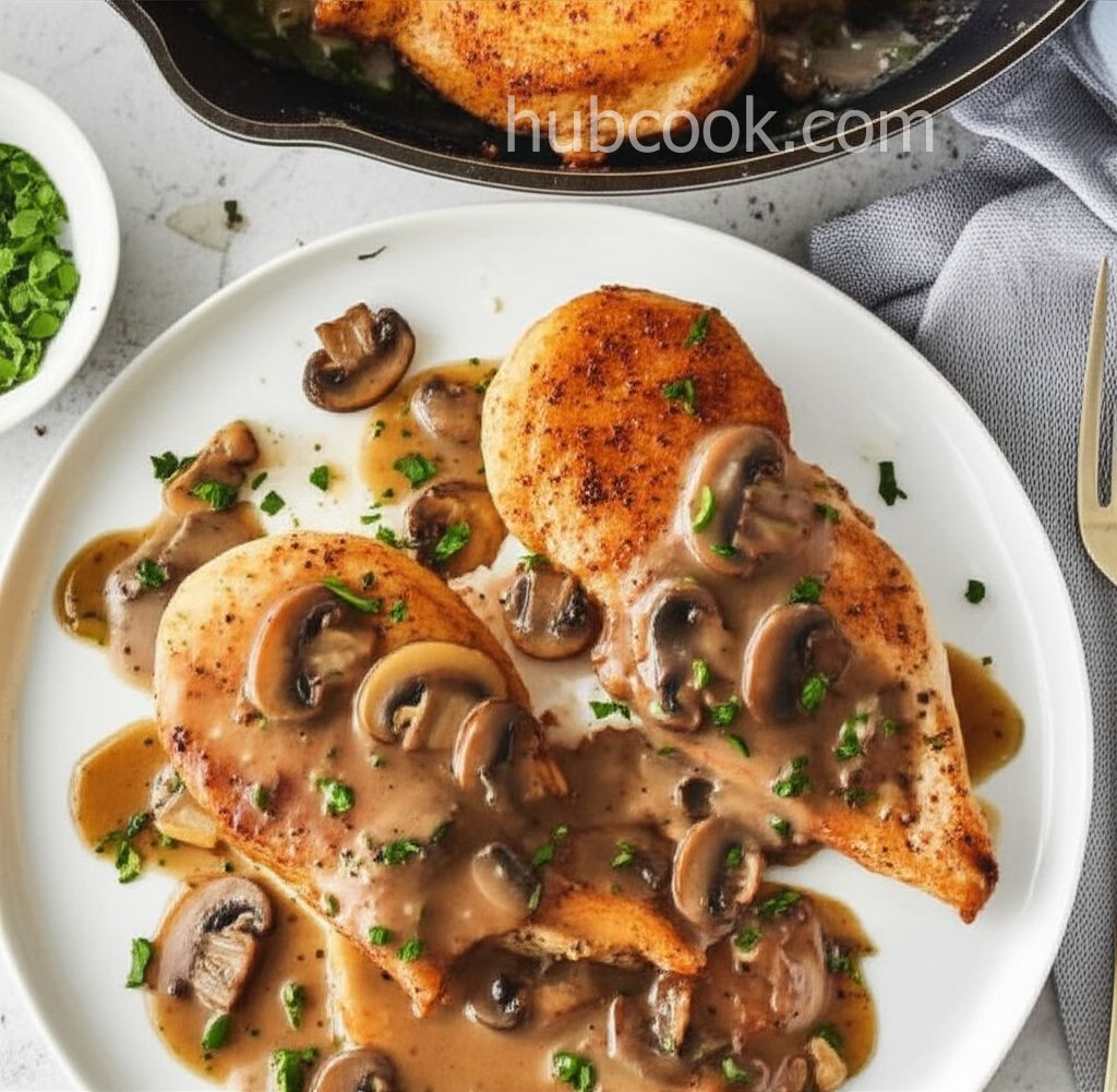 Pan-Fried Chicken Breast with Mushroom Gravy