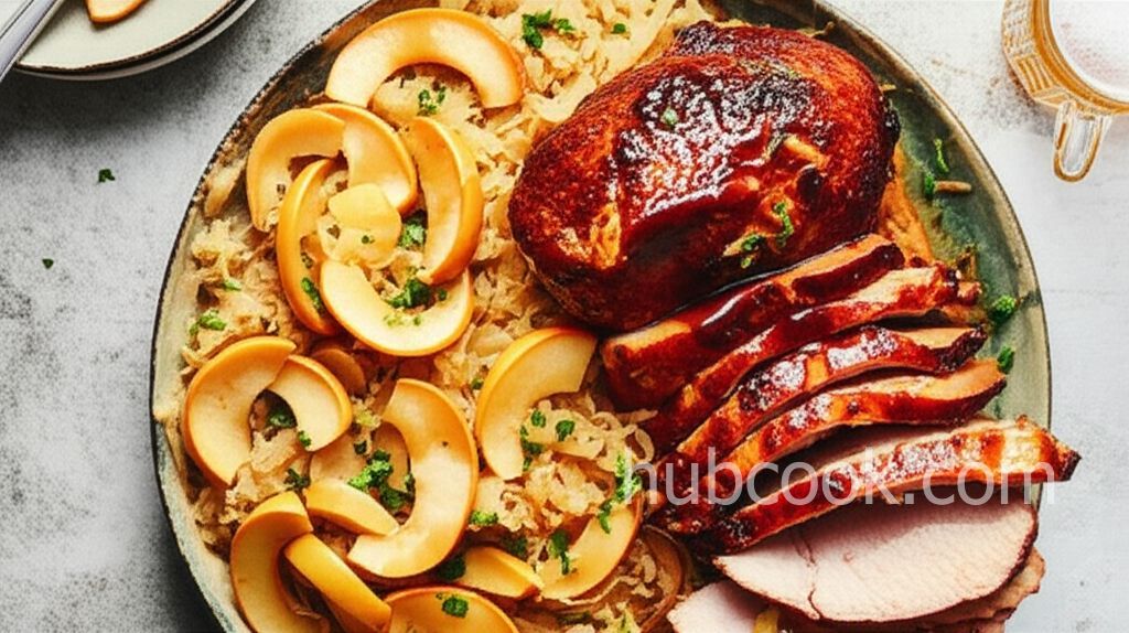 Pork Roast with Apples, Beer, and Sauerkraut