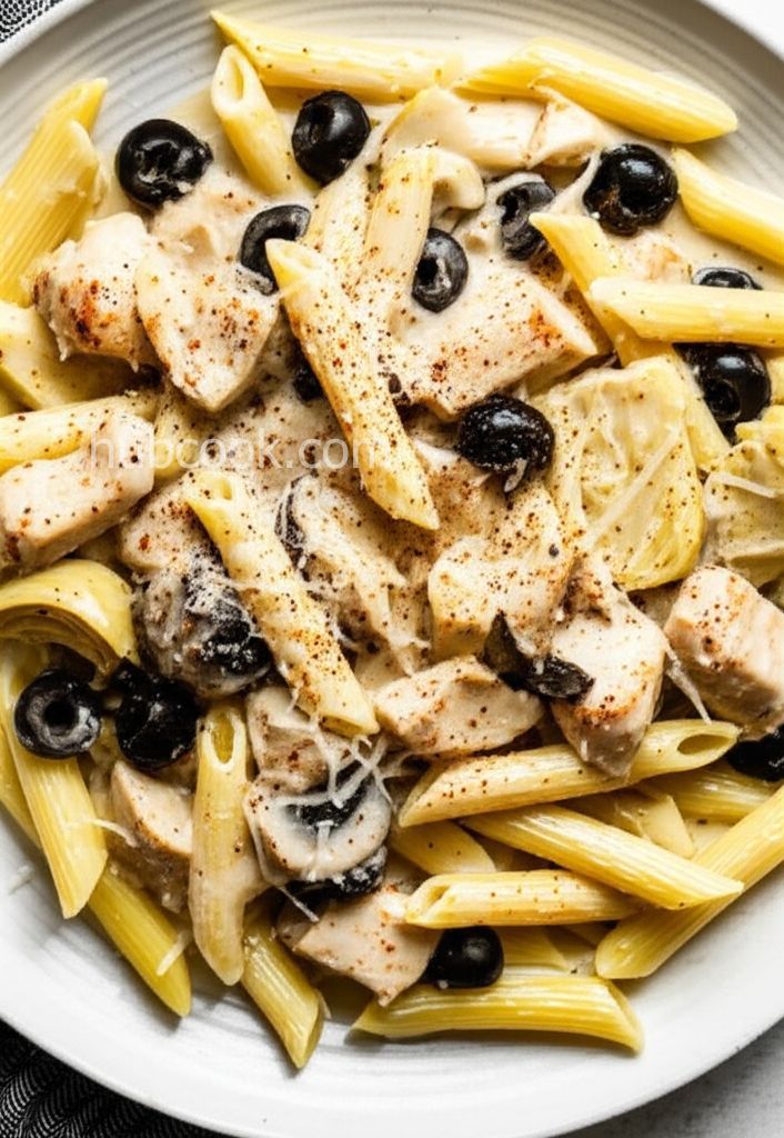 Chicken And Artichoke Penne With A White Sauce