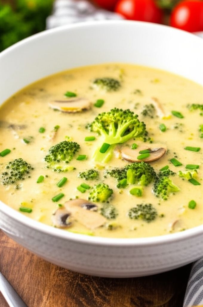 Creamed Broccoli and Mushroom Soup