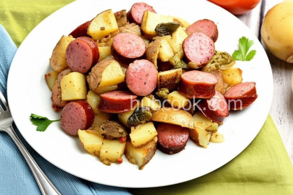 Smoked Sausage with Potatoes, Sauerkraut & Ale