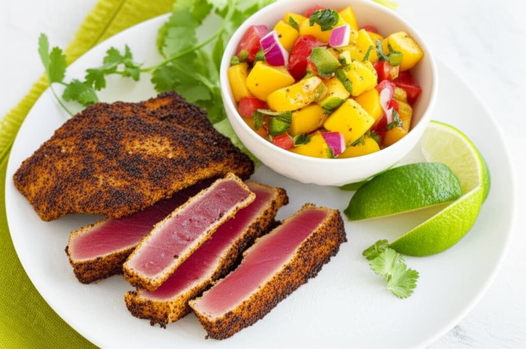 Blackened Tuna Steaks with Mango Salsa